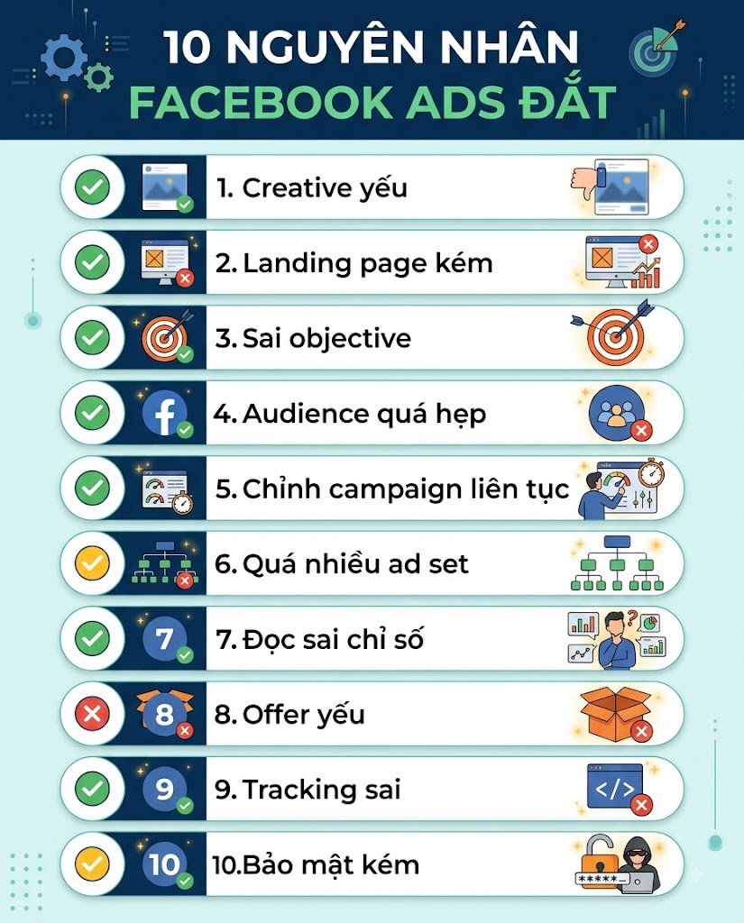10 nguyên nhân facebook ads chi phí cao